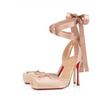 Louboutin-style red bottom shoes popular anchor cl studded red bottom shoes pointed toe cm high heels autum work export style women's shoes