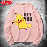 Men and Women Pokemon Pikachu T Shirt Anime Peripheral Long Sleeve T-shirt
