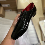 Louboutin-style red bottom shoes embroidered shoes fashioneasiest for matchcasual business thick sole glossy gentleman leather shoes red bottom wedding cl men's shoes