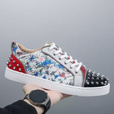 Louboutin-style red bottom shoes spring cl red bottom street sneakers men's shoes trendystudscasual shoes fashion spirit boy shoes