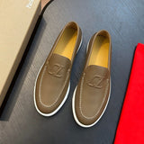 Louboutin-style red bottom shoes cl red bottom genuine leather loafers men business casual slip-on shoes easiest for matchplaid slip-on men's shoes