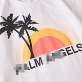 Palm Angels T Shirts Sun Print T-shirt Loose Short Sleeve