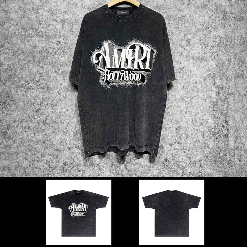 Amiri washed t-shirt stereo hollywood short sleeves