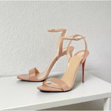 Louboutin-style red bottom shoes cl red bottom one-piece strap cross high-heeled sandals round toe shoes women's shoes high heels sandals red bottom round toe sandals