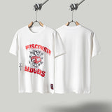 Travis Scott T Shirts x Mitchell x Ness Wisconsin Badgers Hand-Drawn collaboration short-sleeve