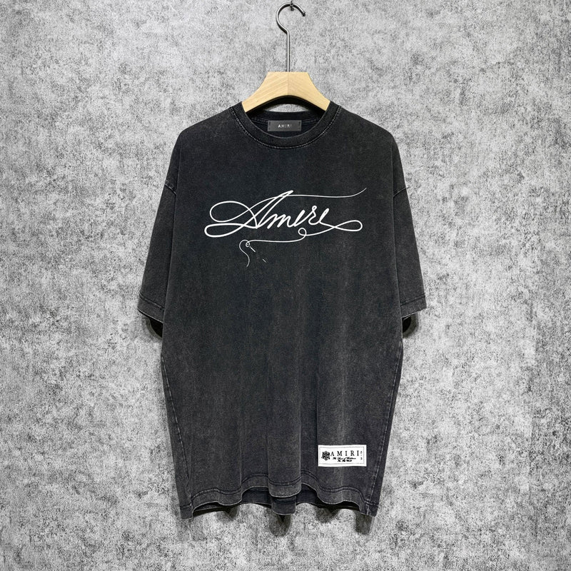 Amiri washed t-shirt needleworkletterprinting short sleeves