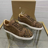 Louboutin-style red bottom shoes, popular european station cl red bottom shoes, electric embroidery style, low-top high-top men's shoes, red bottom couple, trendy rivets, casualtie back