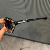 Trendy punk glasses retrocut out