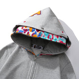 Bathing Ape Hoodie Shark Head Double Hood Camouflage Hooded Sweater Men's Autumn and Winter Cardigan Zipper Casual Couple Jacket