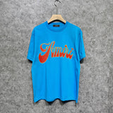 Amiri t shirts flame gold letterprinting short sleeves