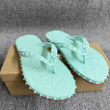 Louboutin-style red bottom shoes cl popular in stock red bottom rivets non-slip flat bottom flat heel flip-flops beach flip-flops outdoor couple factory wholesale