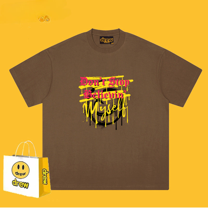 Drew T Shirts Smiling Face T-shirt Loose Men