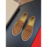 Louboutin-style red bottom shoes european station red bottom soft leather pedals fashion business loafers can clexport rivet men's shoes