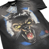 Men Vintage T-Shirts Wolf Head Full Moon Print Short Sleeve