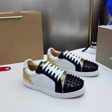 Louboutin-style red bottom shoes export europe station cl red bottom shoes electric embroidery low top high top men's shoes red bottom couple trendy rivets casualtie back