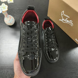 Louboutin-style red bottom shoes european exportclassycl red bottom men's shoes red patent leather trendymencasualfashion business sneakers