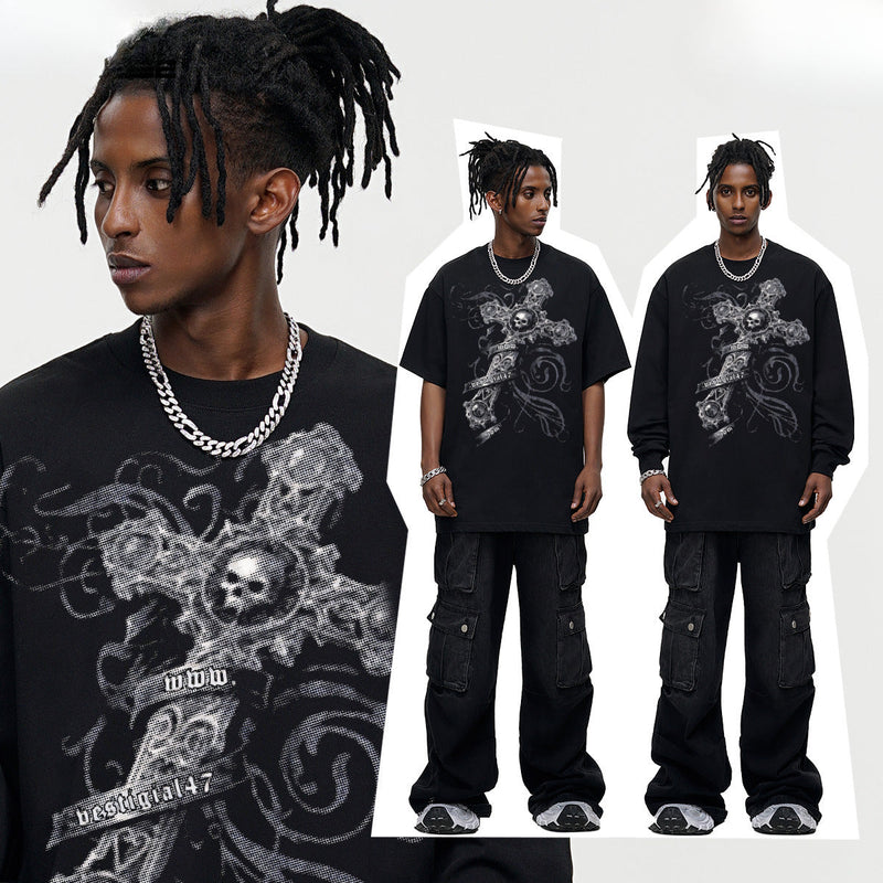 Vintage T-shirts printed short-sleeved t-shirts washed and made old t-shirts