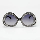 Trendy punk glasses double circle rhinestones