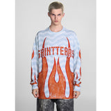 Mens Long Sleeve Shirt Saint Michael Flame Pattern Long Sleeve