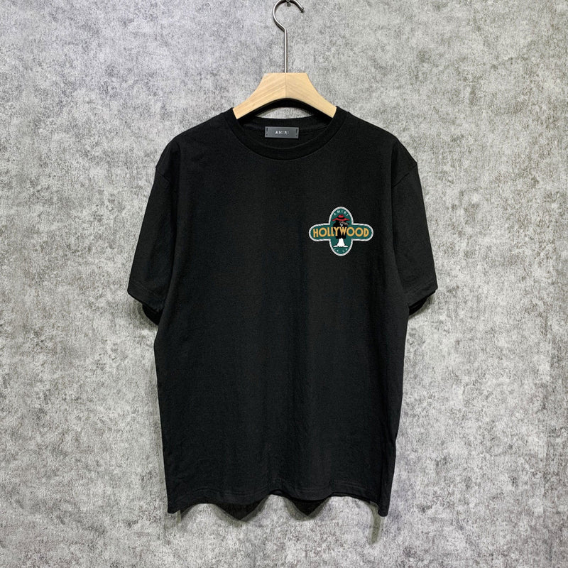 Amiri t shirts gray wolf cross printing short sleeve