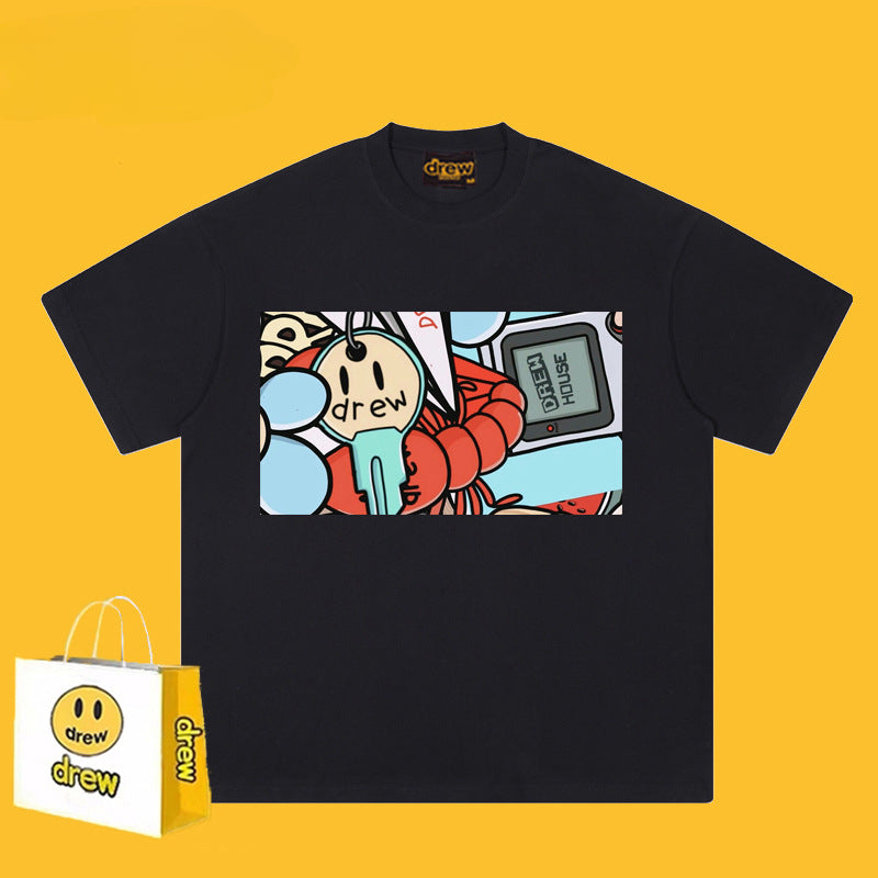 Drew T Shirts Graffiti Printing Loose Men's Short Sleeve