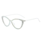 Trendy punk glasses full diamond retro cat eye anti-blue light