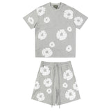 Denim Tears Outfit: T Shirt/Shorts (Separate Purchase Options) Puff Print Short Sleeve T-shirt Loose Couple Shorts Suit