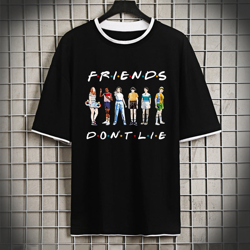 Stranger Things T Shirt Stranger Things Stranger Things Short Sleeve T-shirt Men's and Women's Loose Casual Large Size Couple Cotton Summer