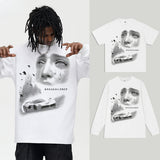 Vintage T-shirts Printed Short Sleeve T-Shirt Cotton White Loose T-Shirt
