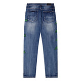 Amiri Jeans Blue Jeans Ripped Letter Embroidered Jeans