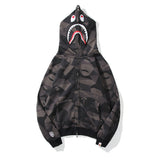 Shark Print Hoodie Autumn And Winter Sweater Fleece-Lined Men'S And Women'S Coats Zip Hoodie Plus Size Men'S Clothing