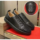 Louboutin-style red bottom shoes genuine leather classycl red bottom shoes black velvet glossy low-top sneakers accessible luxurytrendycasual men's shoes