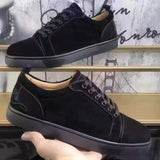 Louboutin-style red bottom shoes european station exclusive cl red bottom studded shoes embroider men's sneakers black casualcouple style