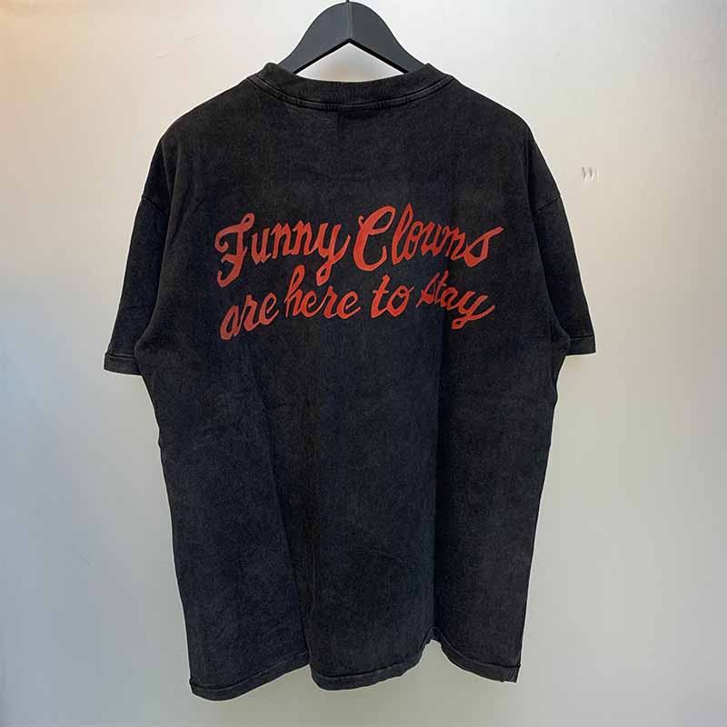 SAINT MICHAEL Vintage T Shirt Direct Spray Washing Water Old Short Sleeve