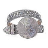 Hip-hop punk rhinestone belt earth buckle punk style