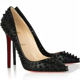 Louboutin-style red bottom shoes popular anchor cl studded red bottom shoes pointed toe cm high heels autum work export style women's shoes