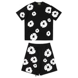 Denim Tears Outfit: T Shirt/Shorts (Separate Purchase Options) Puff Print Short Sleeve T-shirt Loose Couple Shorts Suit