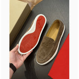 Louboutin-style red bottom shoes clfashioncasual loafers export classic pure color canvas breathable trendycasualstylish men's shoes