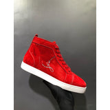 Louboutin-style red bottom shoes wintercl red bottom rivetsexport high-top sneakers tie back round toe cow suede casual shoes
