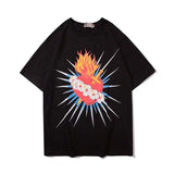 Palm Angels T Shirts Palm Angels Love Flame Short Sleeve Men's Loose T-shirt