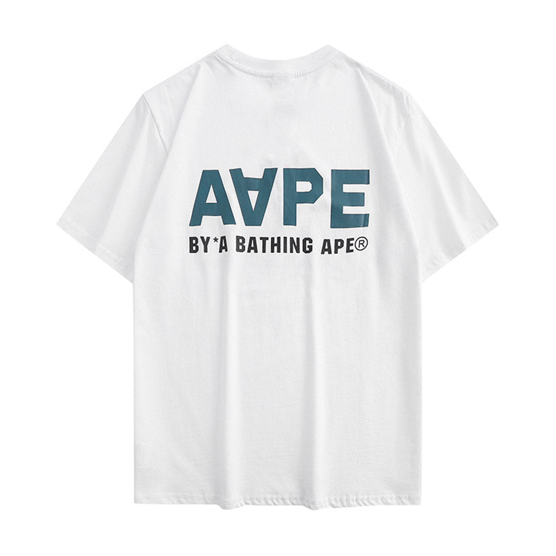 A Bath Ape Print T Shirt Casual Fashion Shark Print Couple Loose Sports