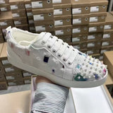 Louboutin-style red bottom shoes export europe station cl red bottom shoes electric embroidery low top high top men's shoes red bottom couple trendy rivets casualtie back