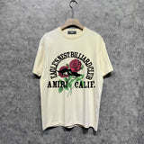 Amiri t shirts rose printing short sleeve