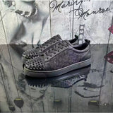 Louboutin-style red bottom shoes, popular european station cl red bottom shoes, electric embroidery style, low-top high-top men's shoes, red bottom couple, trendy rivets, casualtie back