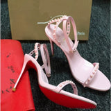 Louboutin-style red bottom shoes european station cl red bottom high heels pointed toe super high heel stiletto spring & fallflats women's shoes flatsexportplus size shoes