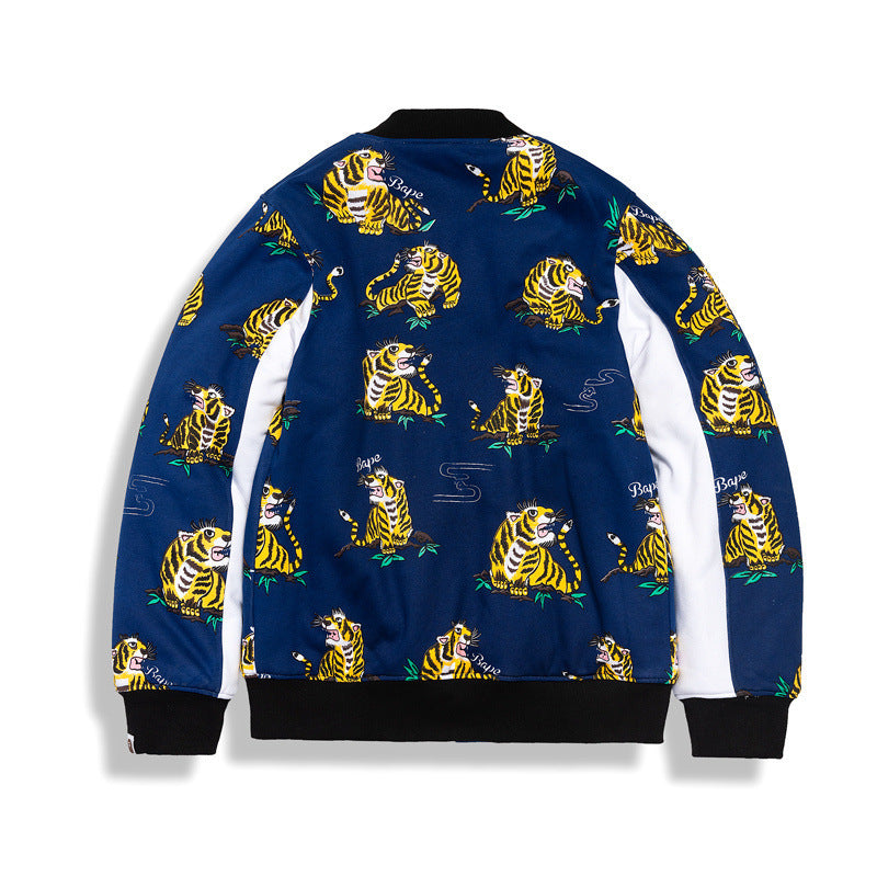 Shark Print Jacket Autumn And Winter Men'S Hip Hop Japanese Printed Cardigan Coat