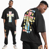 Jesus Is King T Shirt Bronzing Printed Loose Shoulder Short Sleeve