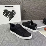 Louboutin-style red bottom shoes cl red bottom spring men's shoes fashion sneakers low anklek-style trendy black warrior shoes men's soft bottom casual black shoes