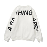 Shark Print Sweatshirts Printed Letter Fleece-Lined Crew Neck Sweater Men'S And Women'S Jacket