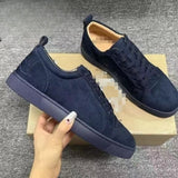 Louboutin-style red bottom shoes export model cl men's shoes electric embroidered red bottom white shoes breathable sneakers men's shoes flatscasual shoes crescent shoes